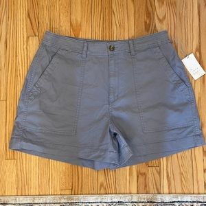 A New Day Cotton Mid-Rise Shorts with Flap Pockets, Grey, sz 14W